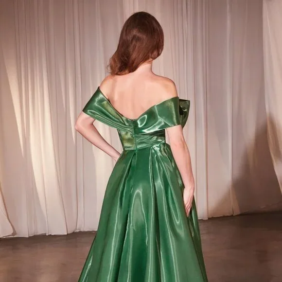NEW LONG FORMAL OFF SHOULDER LIQUID ORGANZA BALL GOWN W/ SWEETHEART NECK CD801